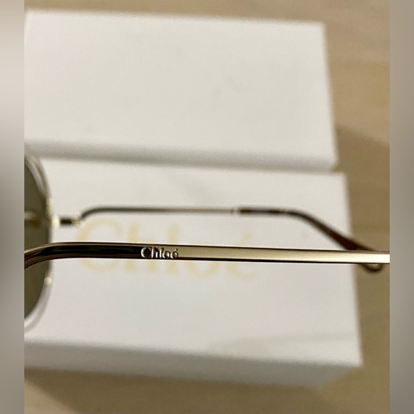 Chloe Women's Gold/Grey Crystal Round Sunglasses 59mm NWOT - Picture 3 of 10